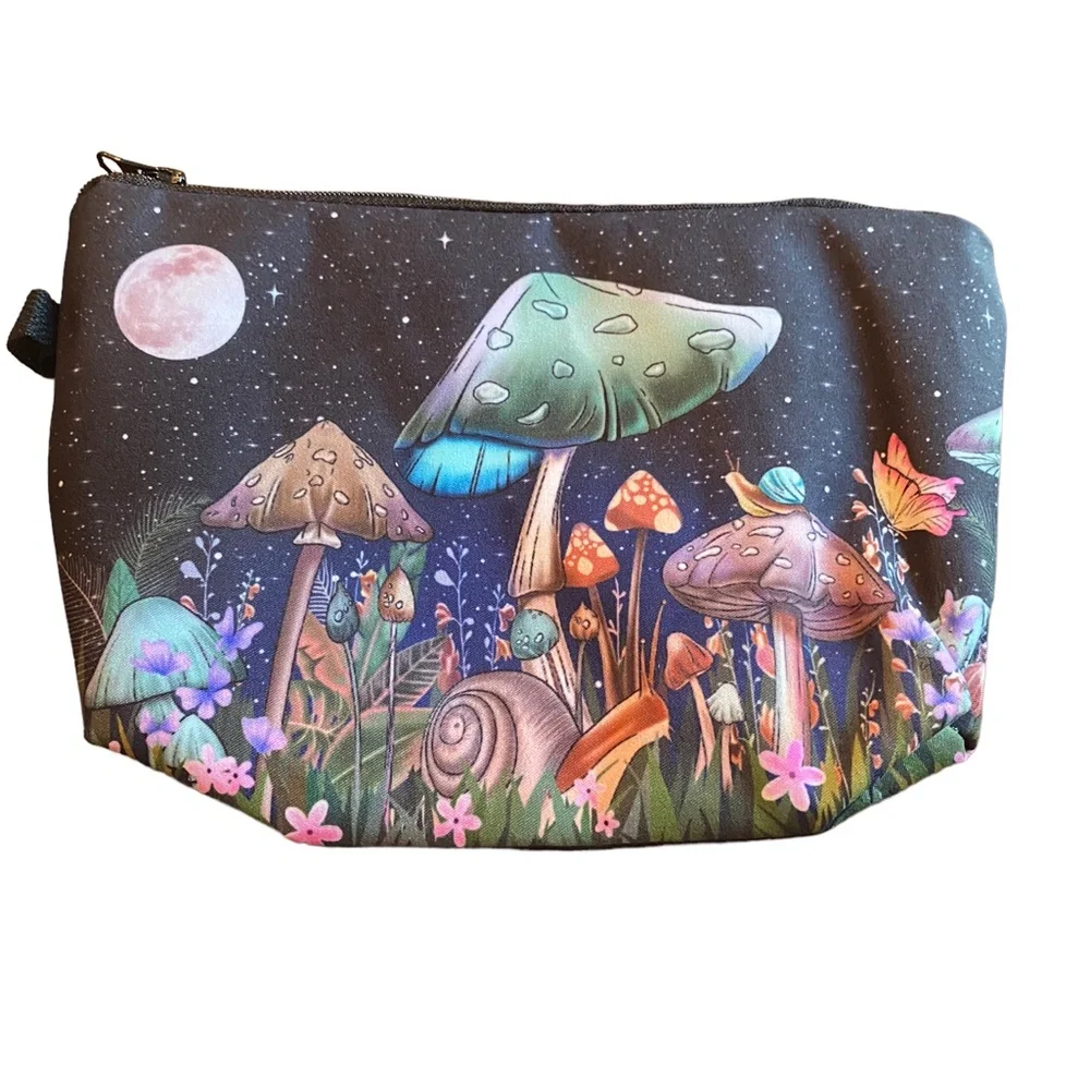 Night Sky Mushroom Patch Cosmetic Bag - Picture 2 of 6